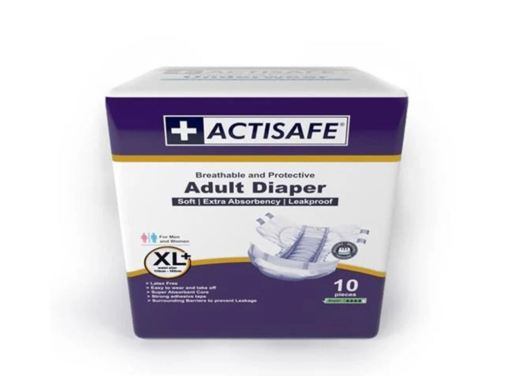 Actisafe Adult Diaper Slip Xlarge+ 110 cm To 160 cm 10 Pieces