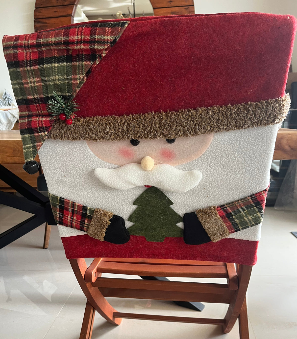 Christmas Chair Cover Santa And Snowman 45x50cm