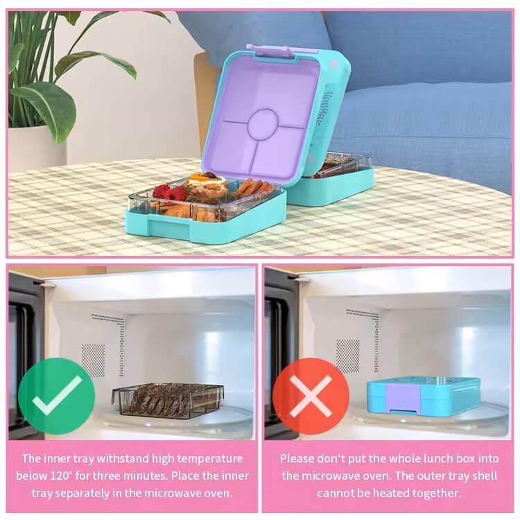 Colorful Themed Lunch Boxes with 4 Compartments for Girls - BPA FREE