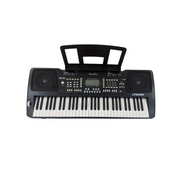 Black electronic keyboard on a white background