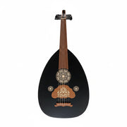 Damascus Iraqi Oud Black Finish - Fixed Bridge, with Leather Bag