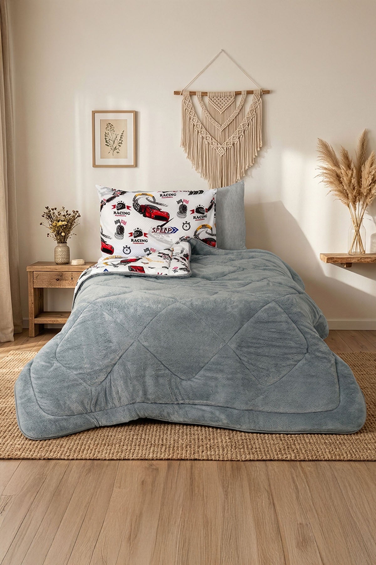Single Bed Plush Cover Car Theme