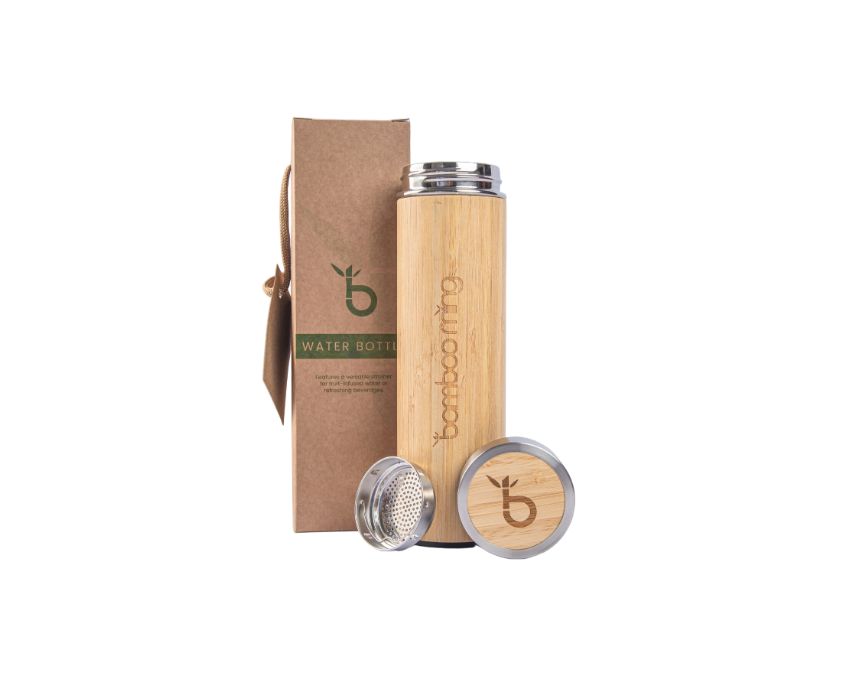 Bamboo Water Bottle with Stainless Lid