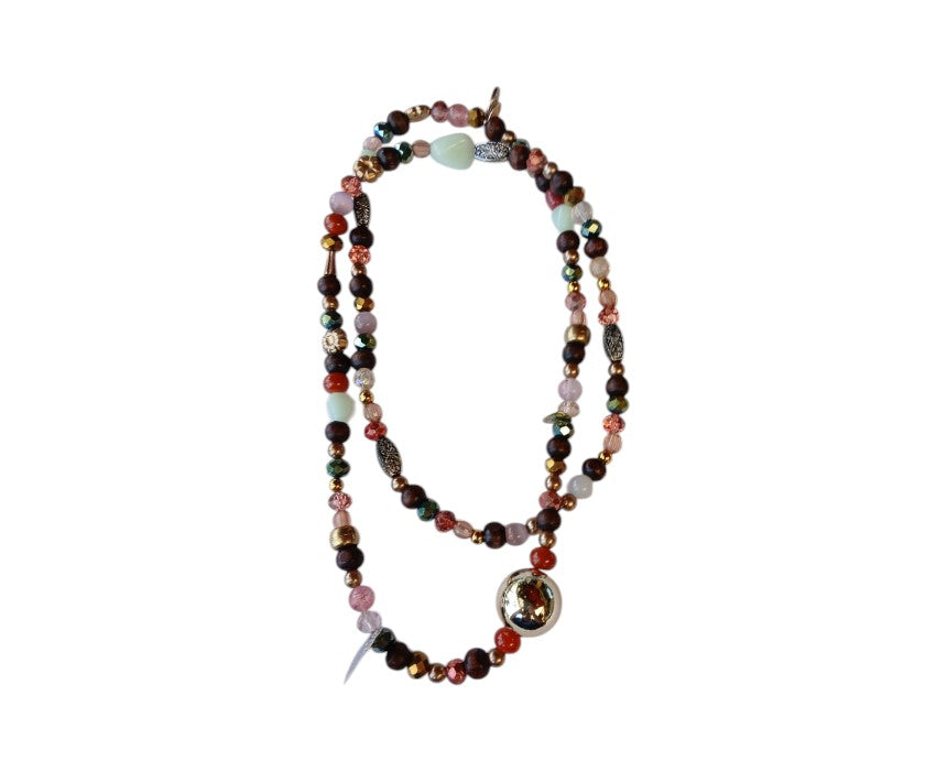 Brown Wood Gold Necklace