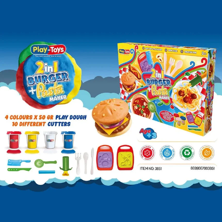 2-in-1 Burger & Pasta Maker Dough Set by TOY-FUN