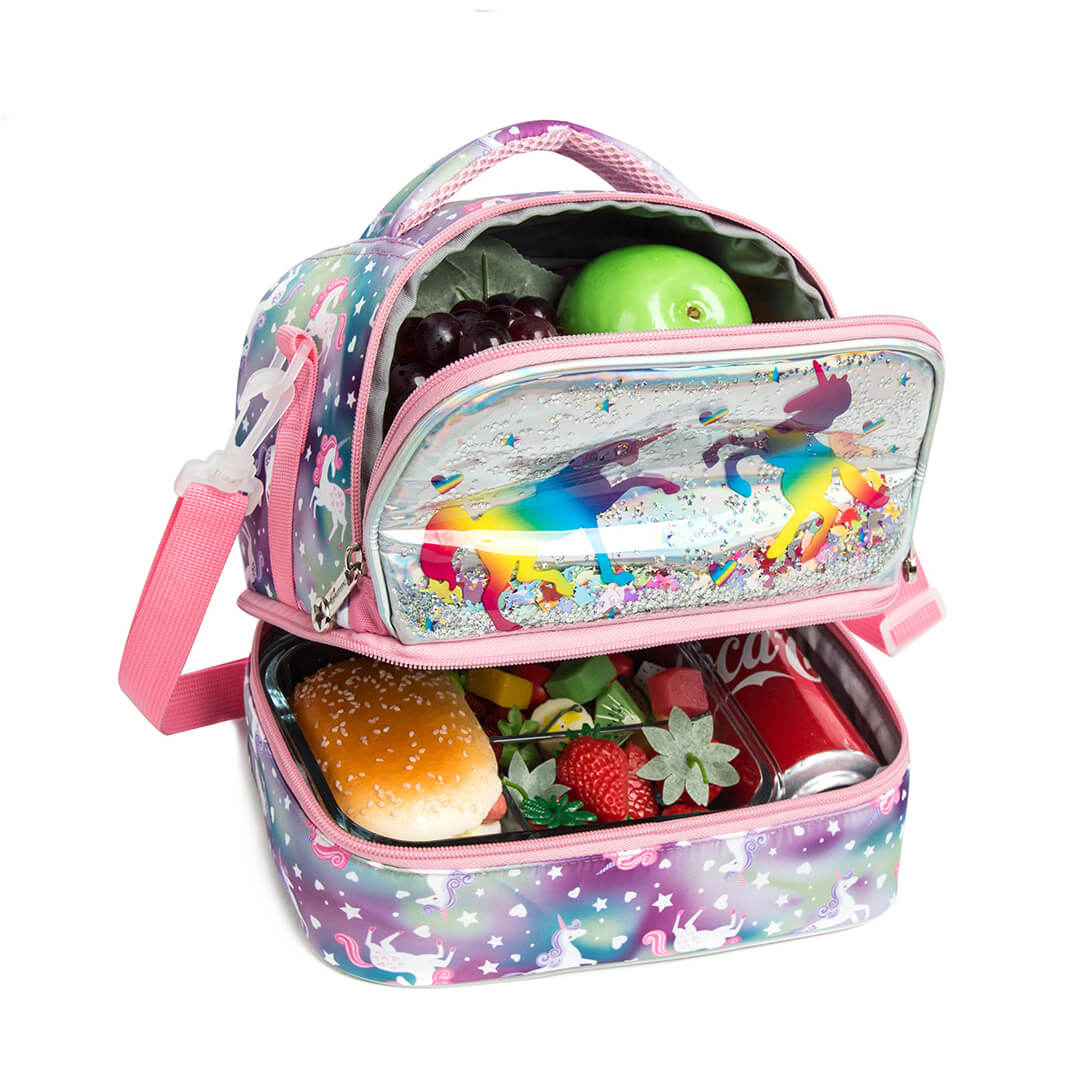 2-layer waterproof Sparkly unicorn lunch bag