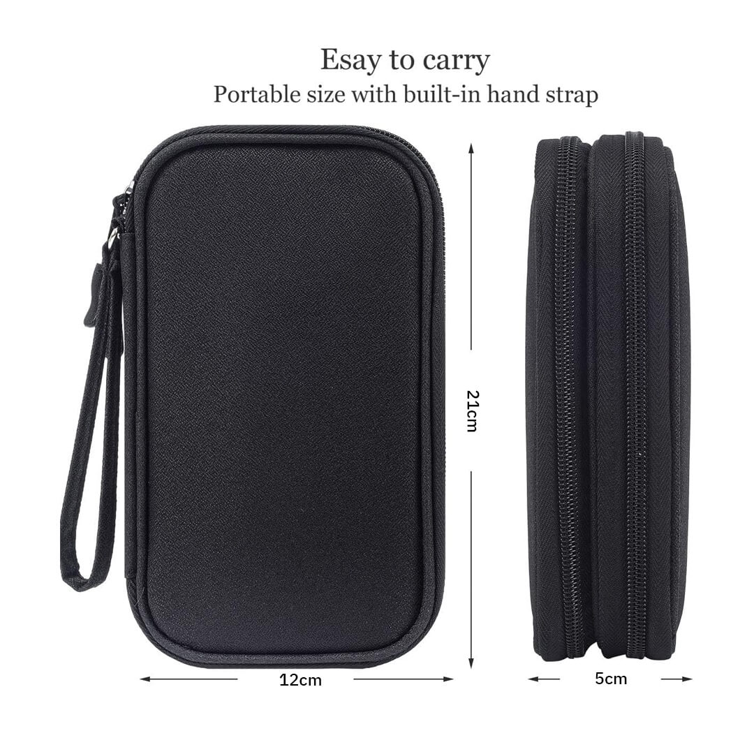 Electronic organizer bag with dual compartments, dimensions