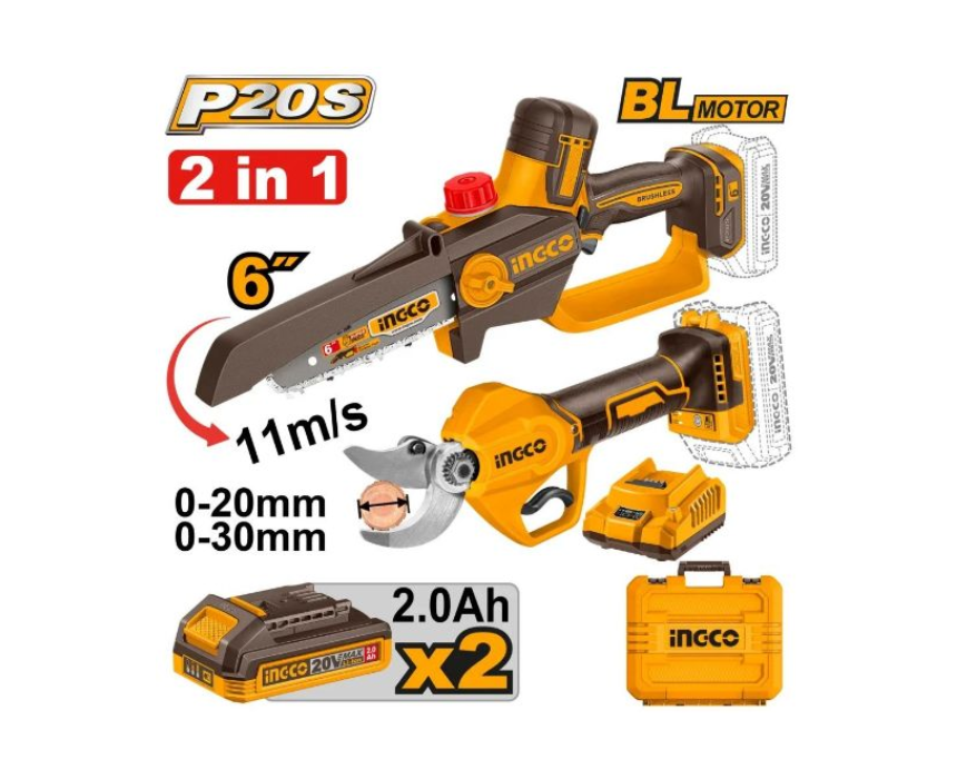INGCO 20V Cordless Chainsaw and Pruner