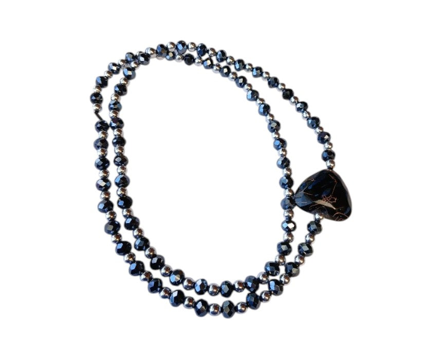 Navy Blue Heart Necklace