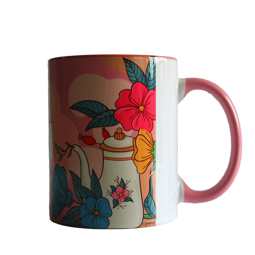 Ceramic Mug: Morning Latlate Pink