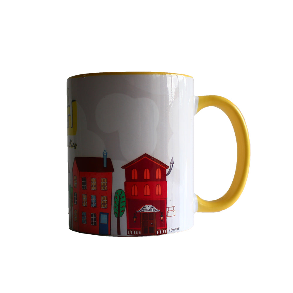 Ceramic Mug: Morning Latlate Yellow