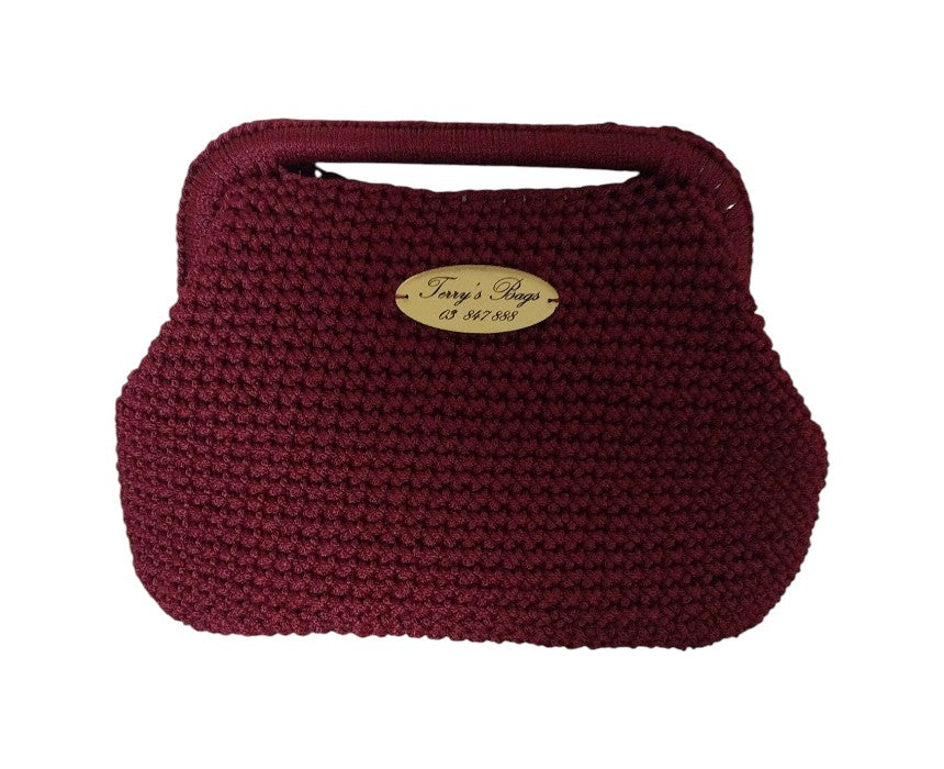 Burgundy Hand-Crocheted Clutch
