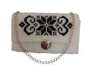 White Chic Handbag with Black Design