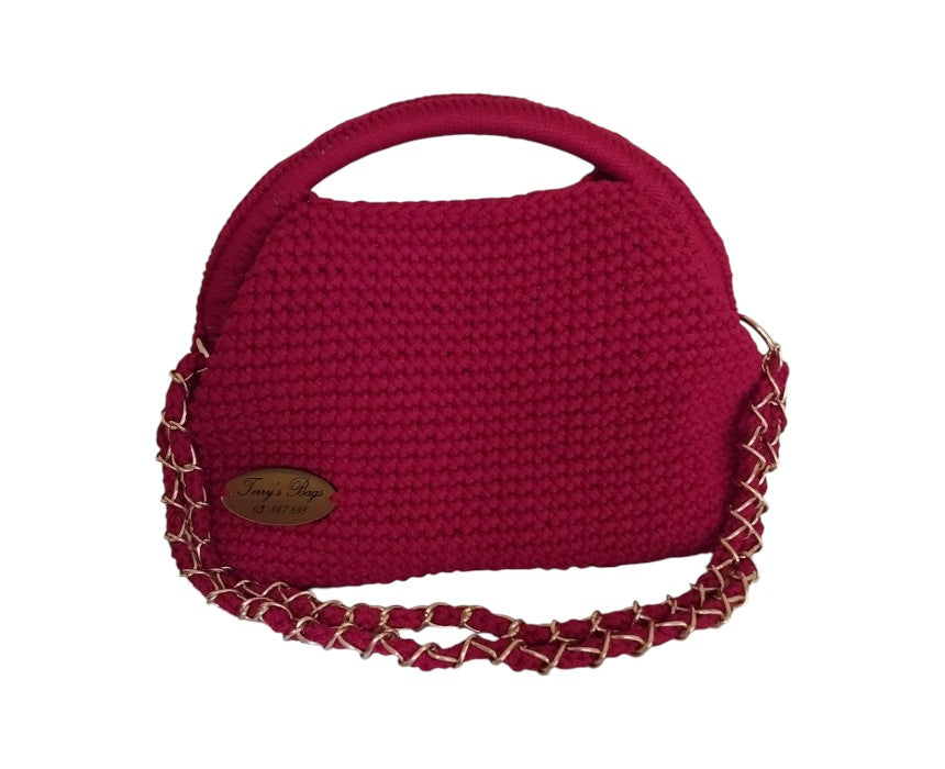 Cherry Red Clutch with Golden Chain