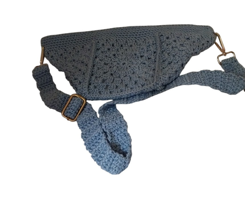 Light Blue Crossbody Crochet Bag