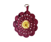 Yellow Burgundy Crochet Sunglasses Case
