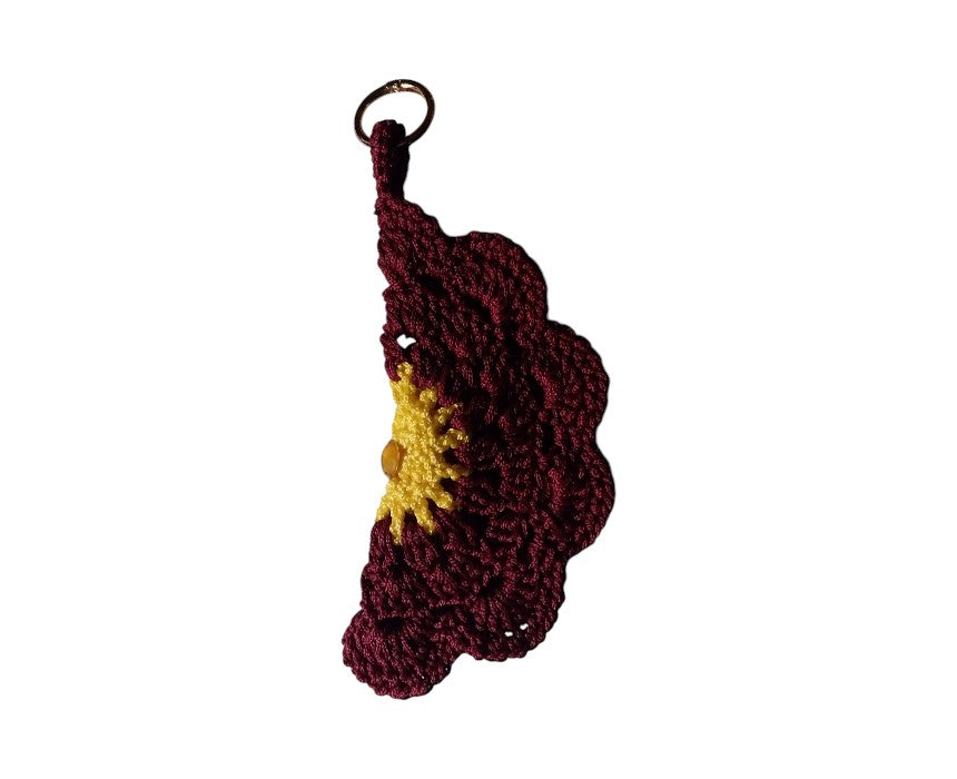 Yellow Burgundy Crochet Sunglasses Case