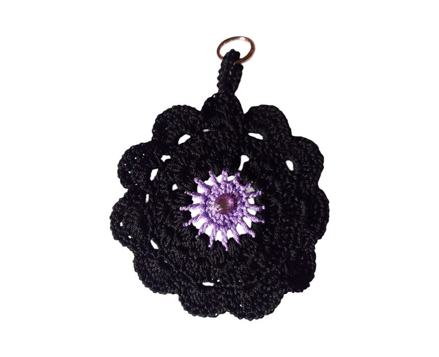 Purple And Black Crochet Sunglasses Case