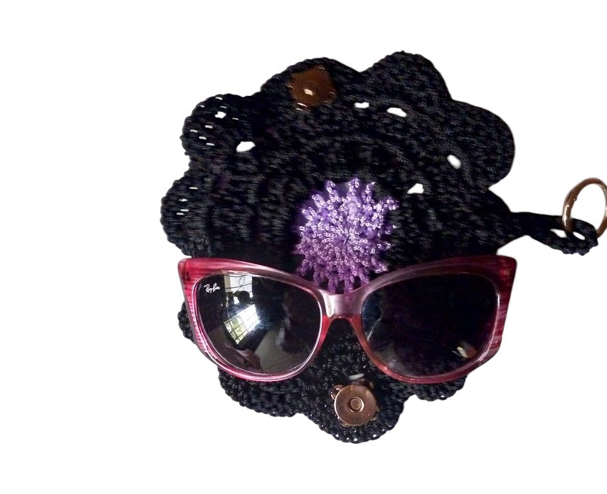 Purple And Black Crochet Sunglasses Case
