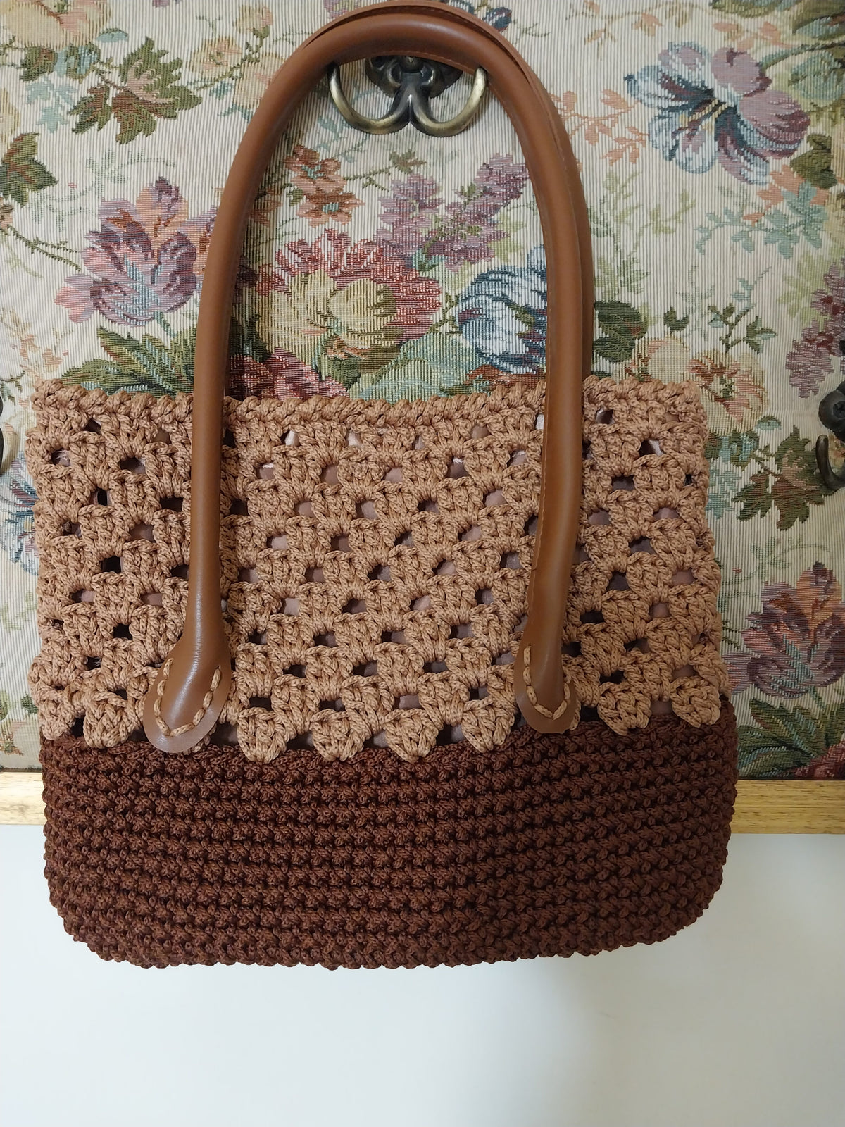 Casual Brown and Pinkish Beige Color Handbag