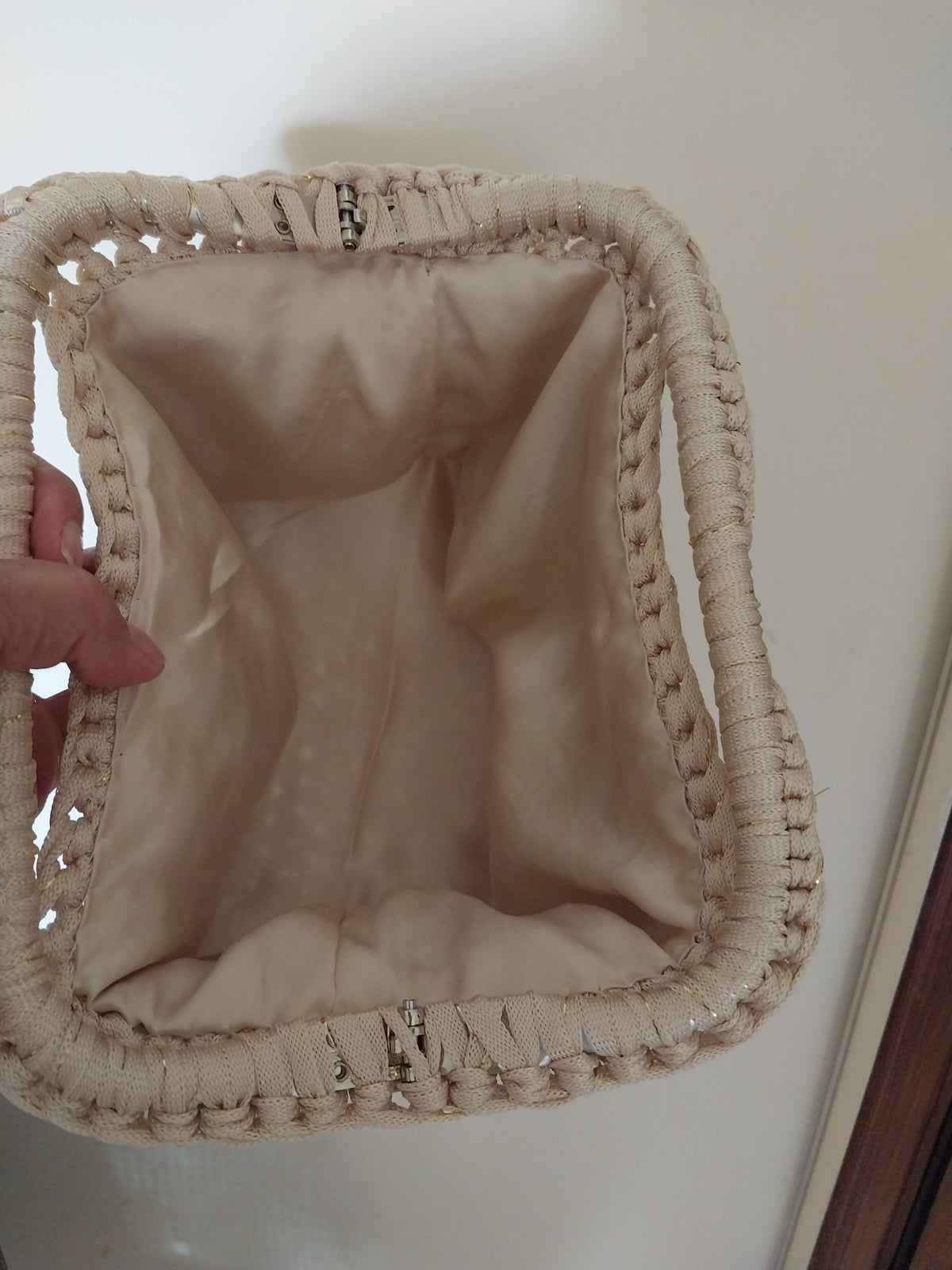 Off-White and Gold Clutch Bag Purse