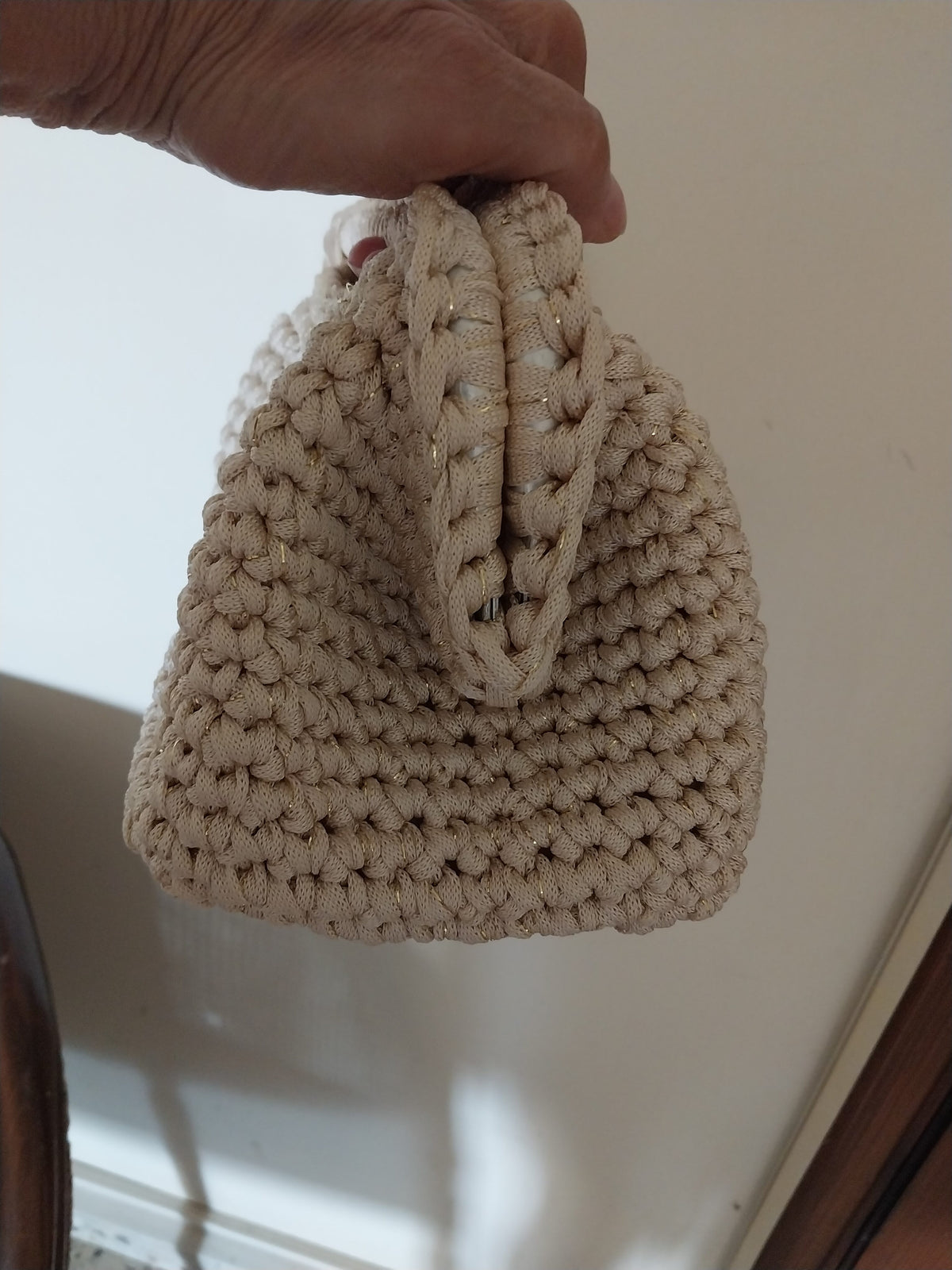 Off-White and Gold Clutch Bag Purse