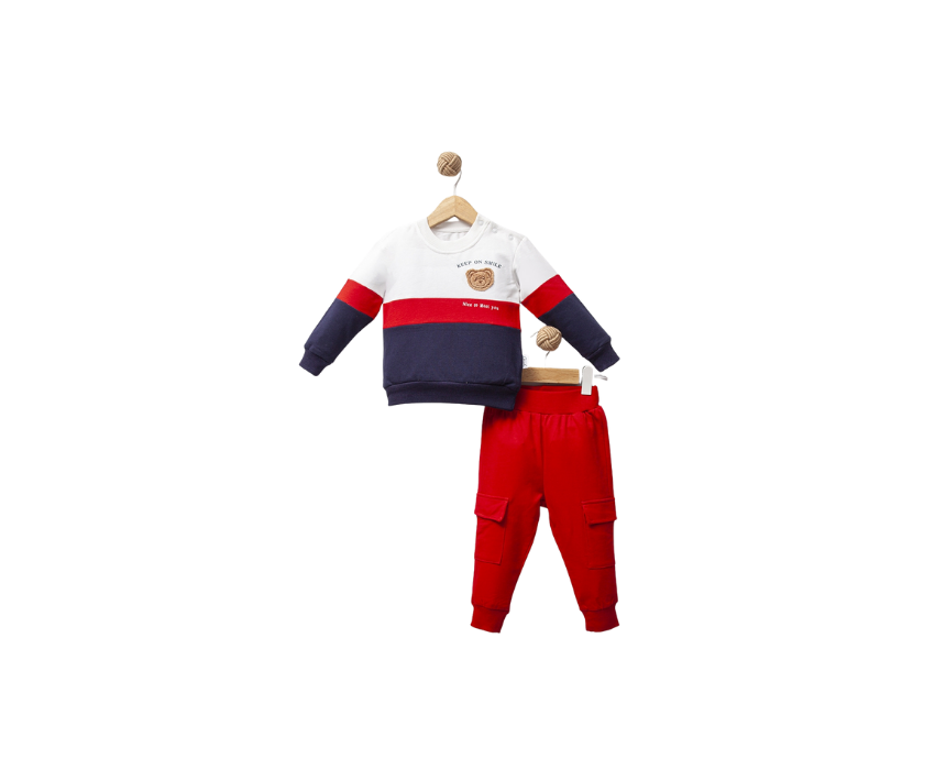 Child Embroidered Two Piece In Red