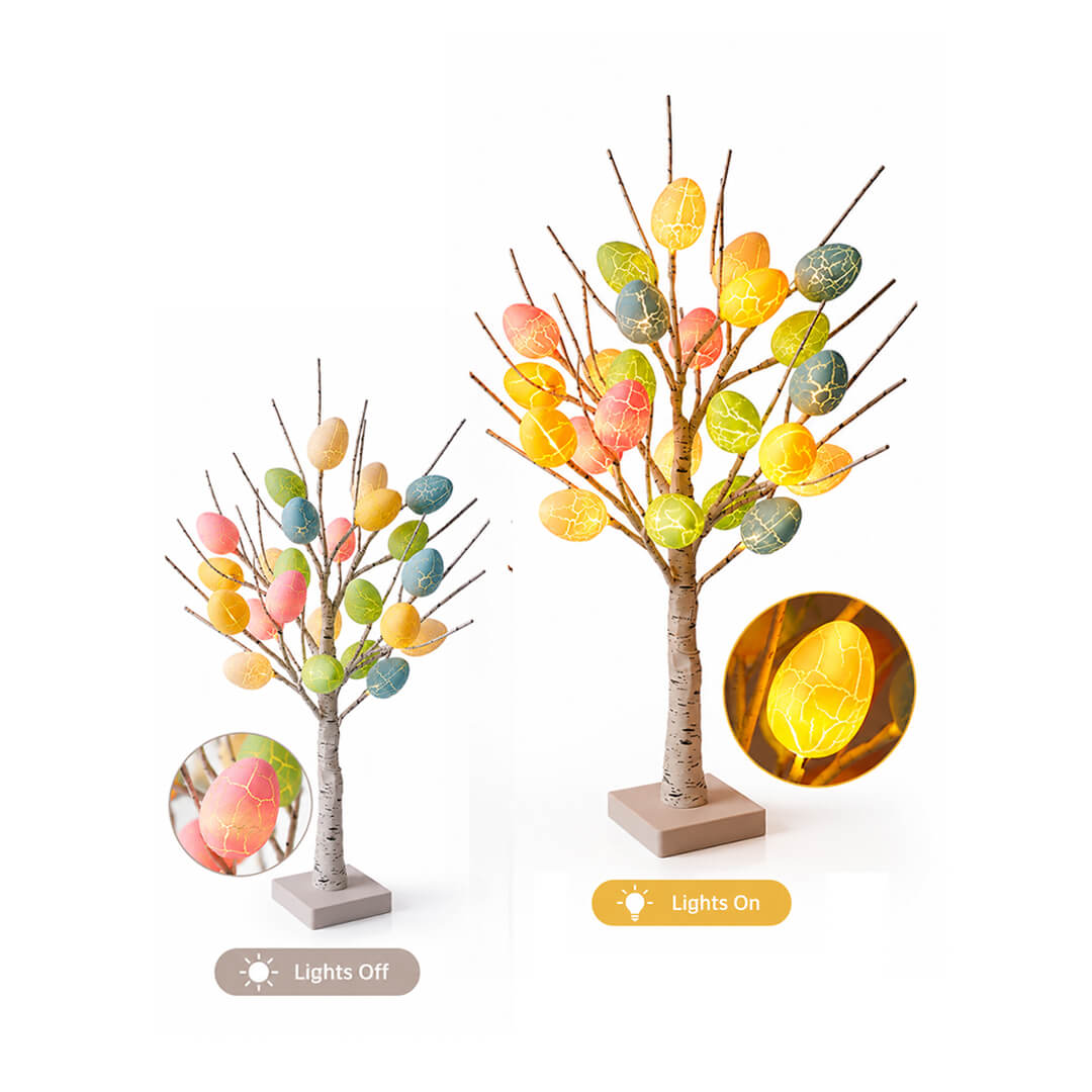 Colorful Easter egg tree light with decorative branches