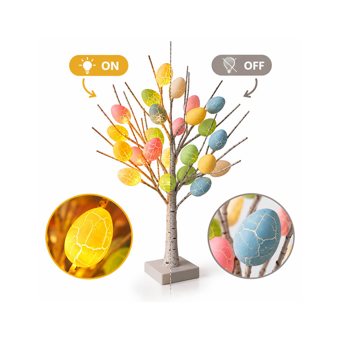 Easter tree light with colorful illuminated eggs