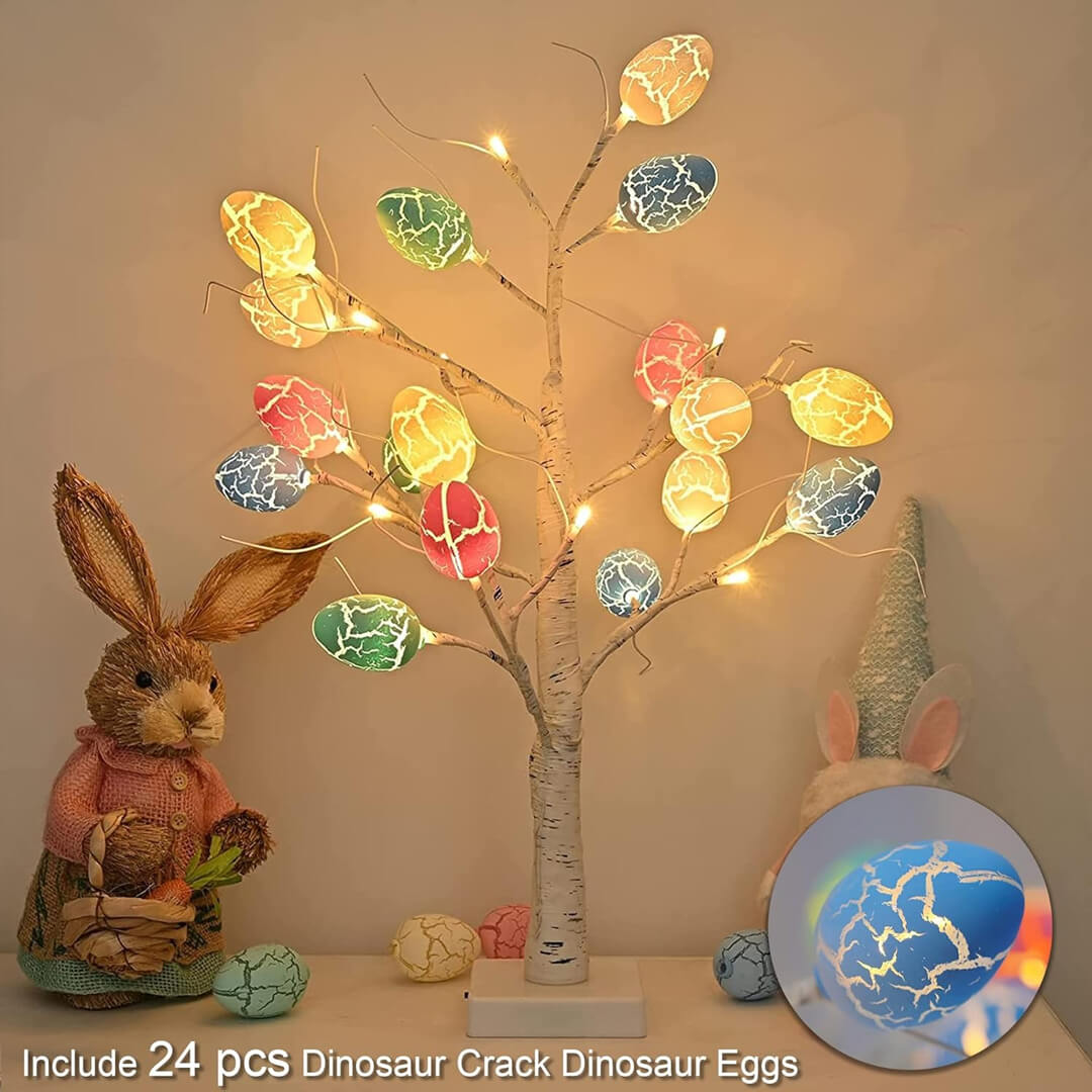 easter tree light with 24 dinosaur eggs ornaments