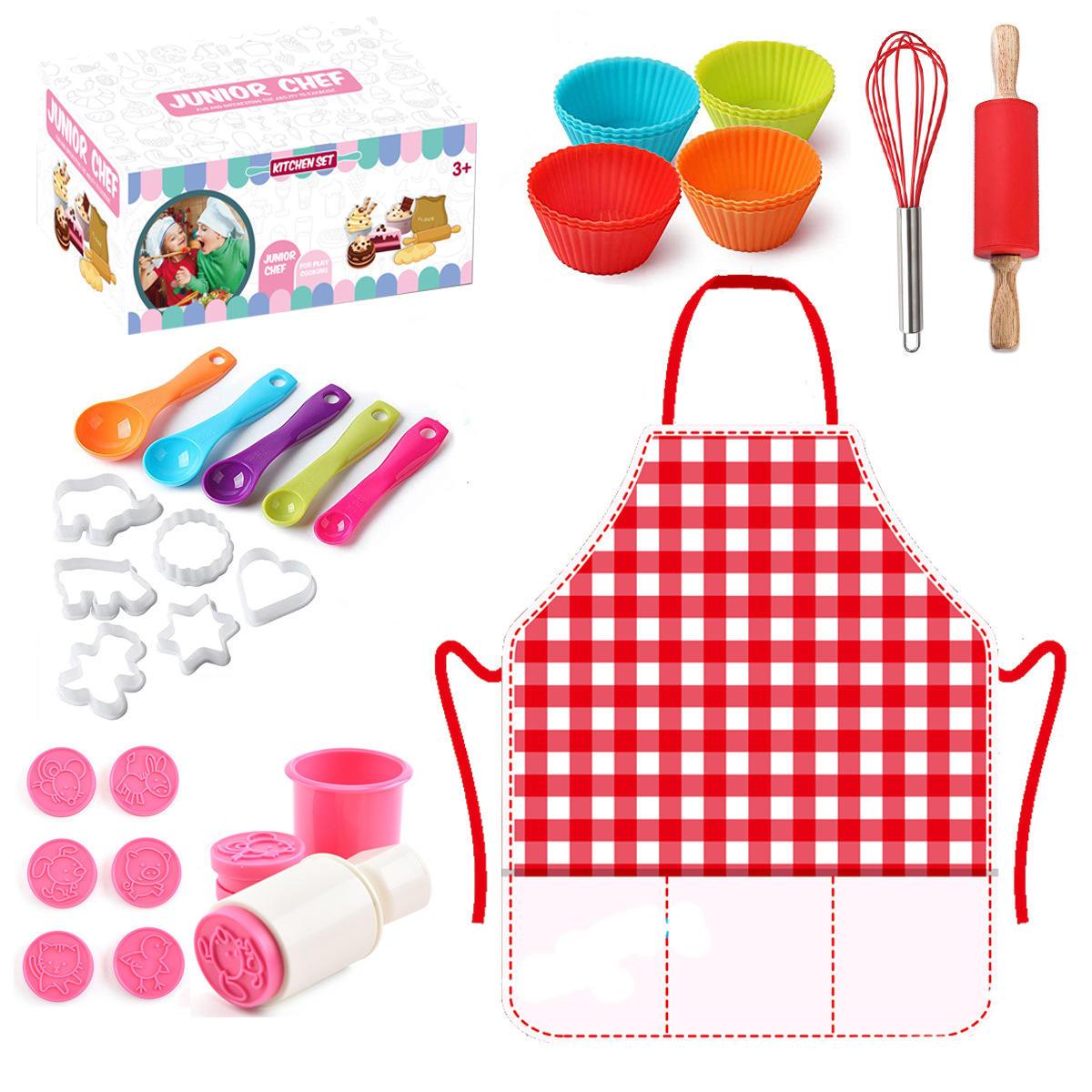24-Piece Red Kitchen & Bakeware Set for Kids Red