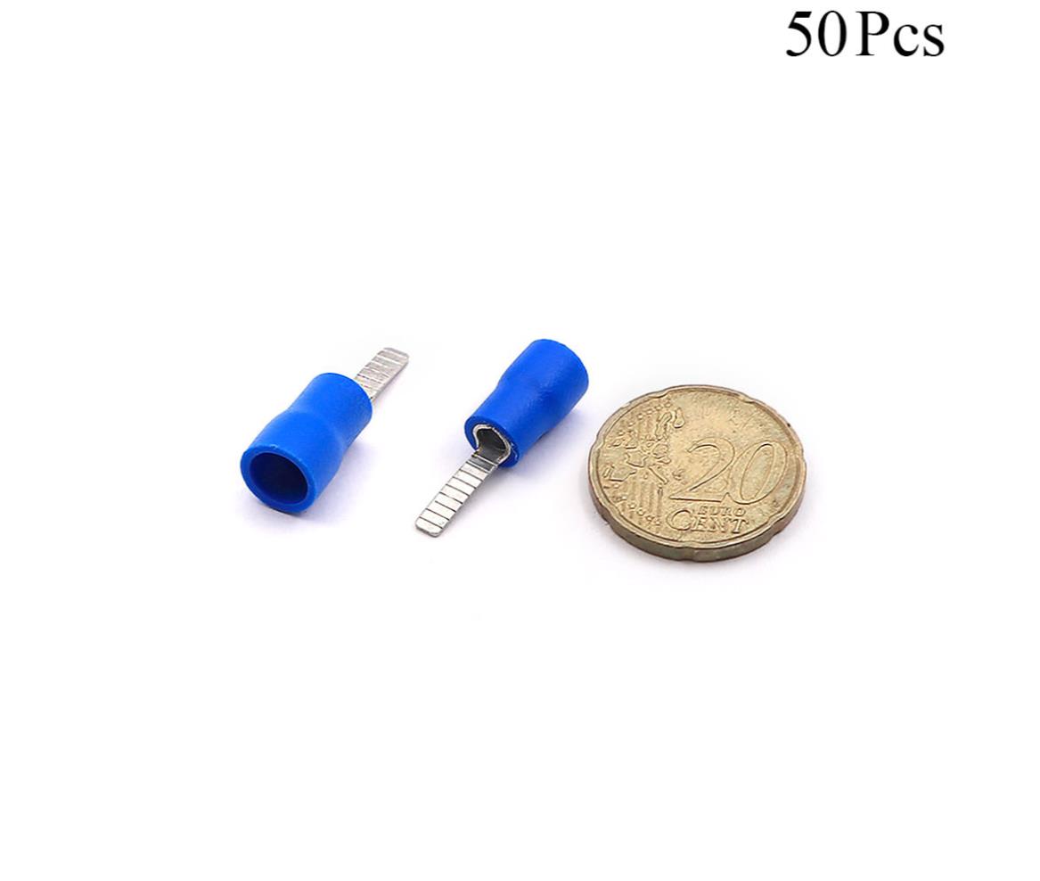 Cable Lugs Insulated - DBV2-10 - Flat Blade - 1.5-2.5mm - Blue - 50 Pcs