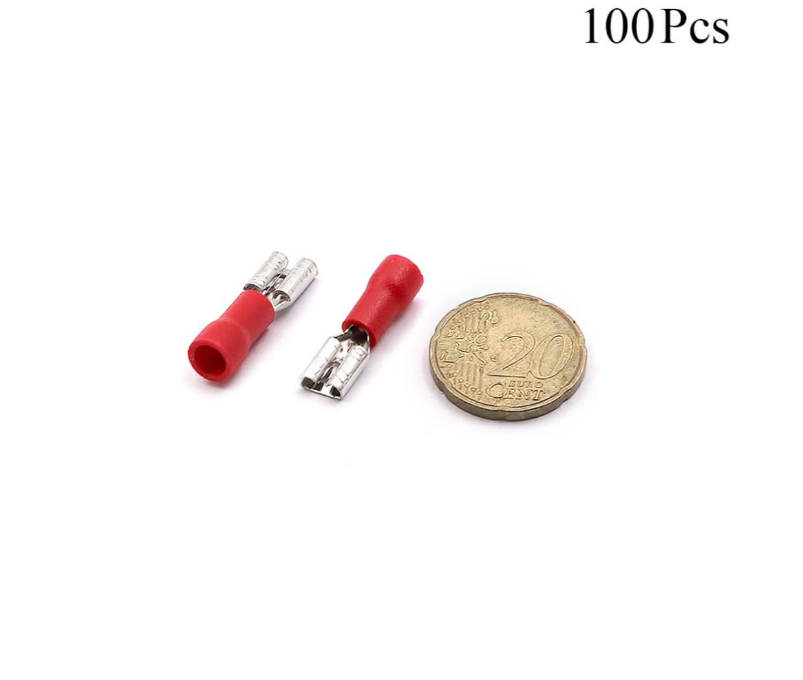 Cable Lugs Insulated - FDD1.25-187 - Female - 0.5-1.5mm - Red - 100 Pcs