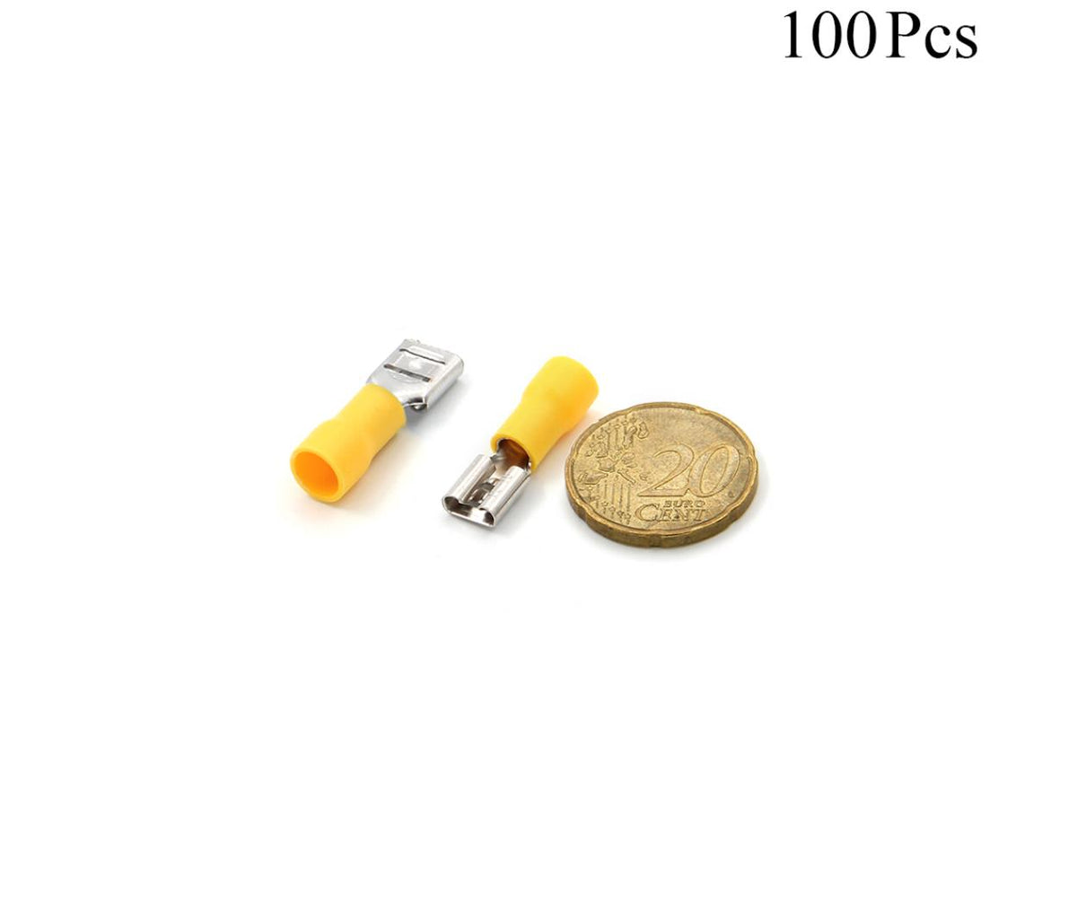 Cable Lugs Insulated - FDD5.5-250 - Female - 4-6mm - Yellow - 100 Pcs
