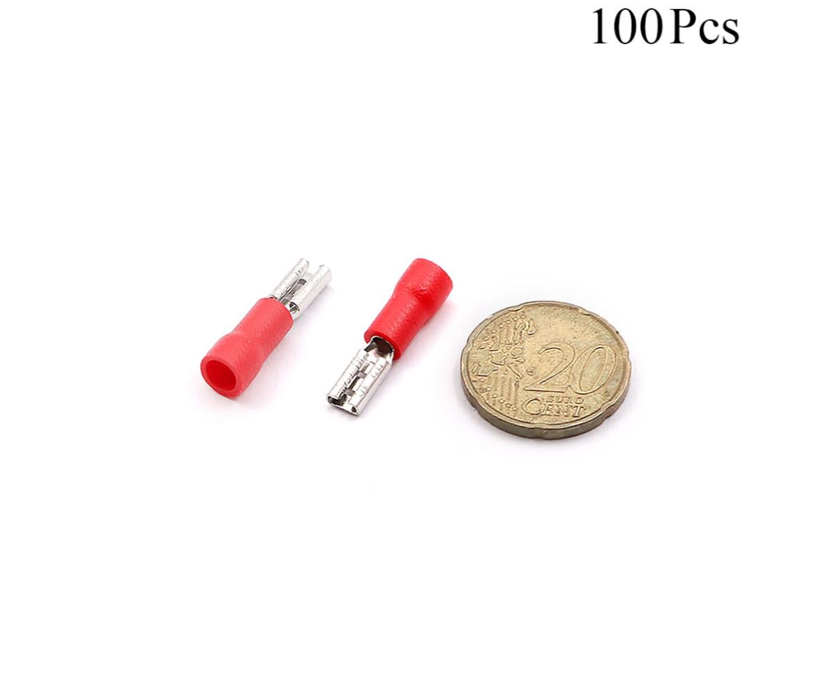 Cable Lugs Insulated - FDD1.25-110 - Female - 0.5-1.5mm - Red - 100 Pcs