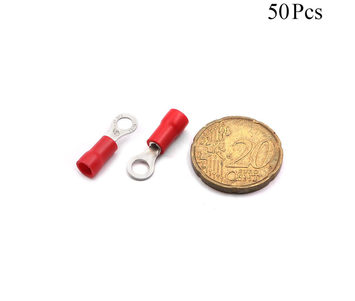 Cable Lugs Insulated - RVS1.25-4 - Ring - 0.5~1.5mm - Red - 50 Pcs