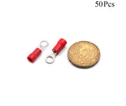 Cable Lugs Insulated - RVS1.25-4 - Ring - 0.5~1.5mm - Red - 50 Pcs