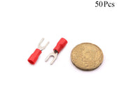Cable Lugs Insulated - SV1.25-3.2 - Fork - 0.5~1.5mm - Red - 50 Pcs