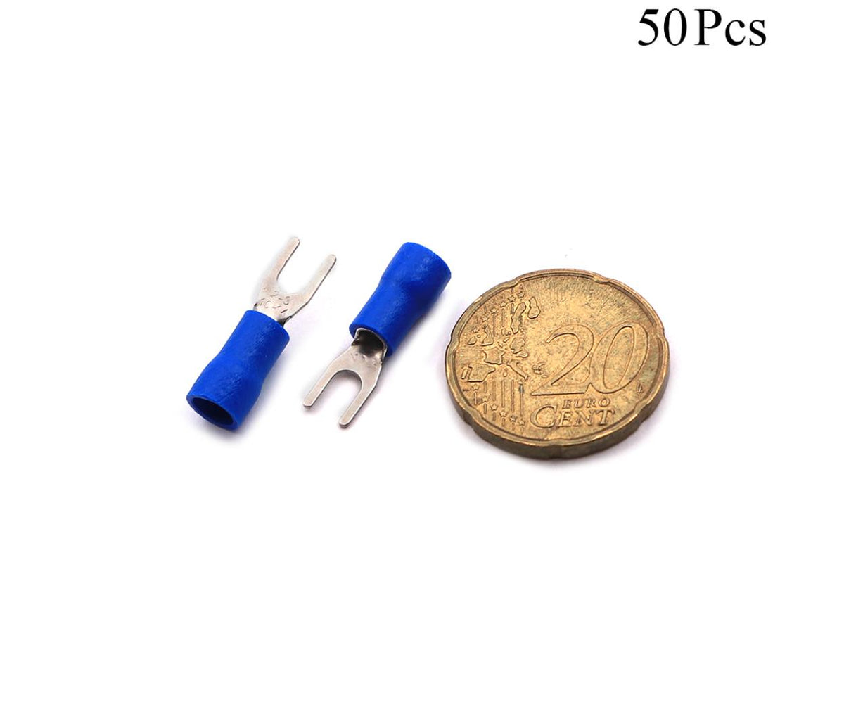 Cable Lugs Insulated - SV2-3.2 - Fork - 1.5~2.5mm - Blue - 50 Pcs