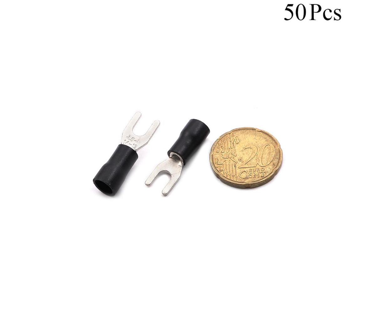 Cable Lugs Insulated - SV3.5-4 - Fork - 2.5~4mm - Black - 50 Pcs