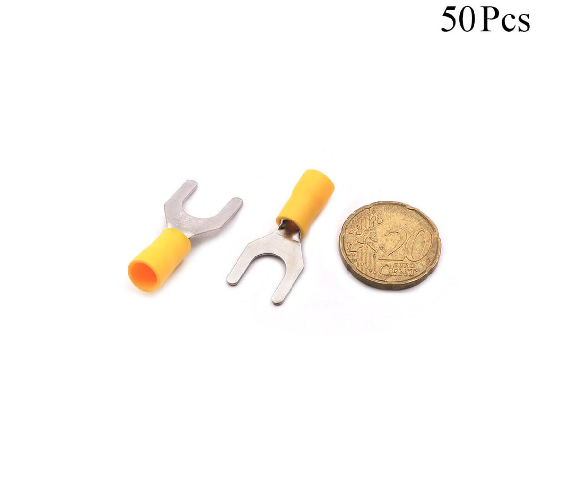 Cable Lugs Insulated - SV5.5-5 - Fork - 4~6mm - Yellow - 50 Pcs