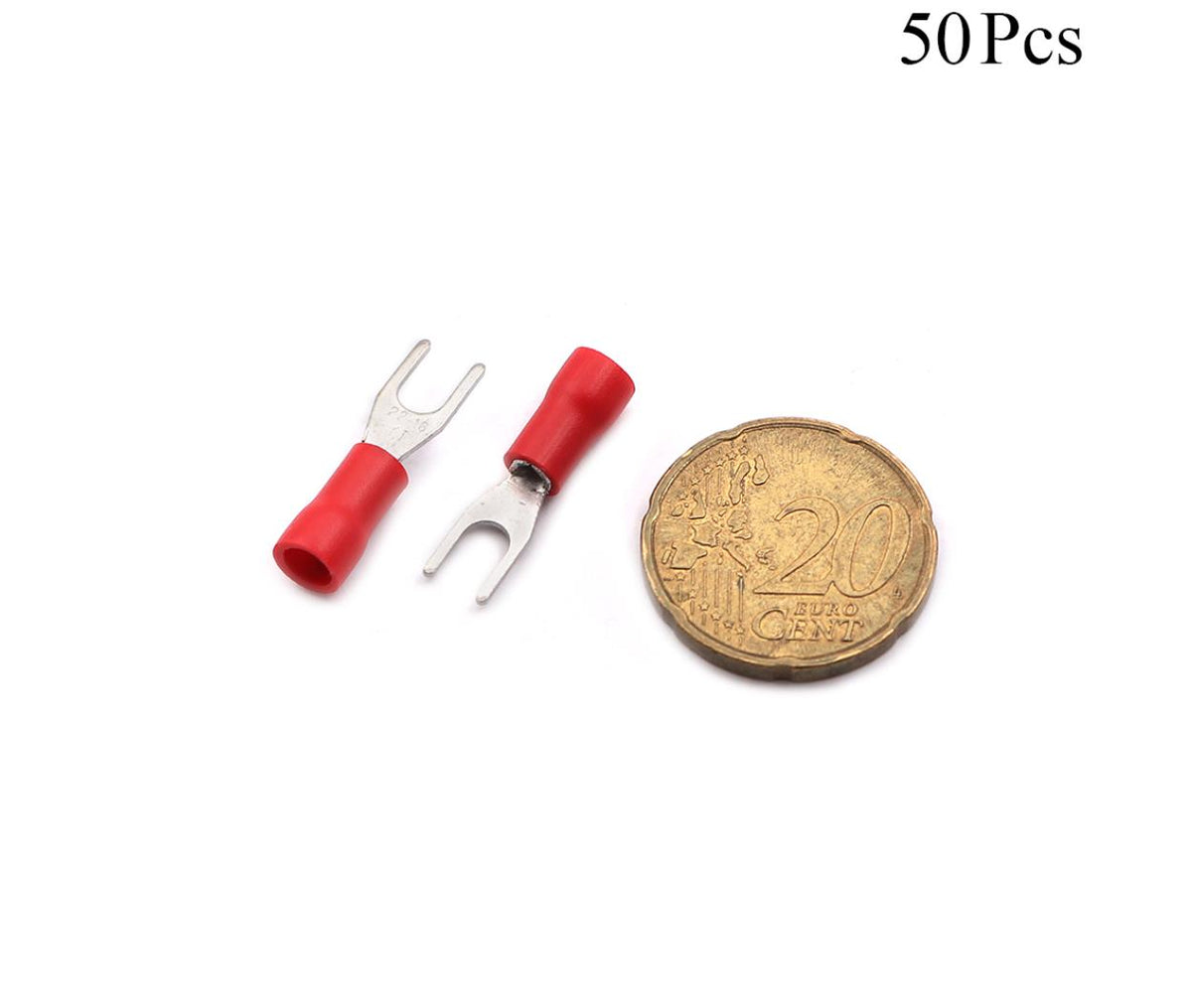 Cable Lugs Insulated - SVS1.25-3.7 - Fork - 0.5~1.5mm - Red - 50 Pcs