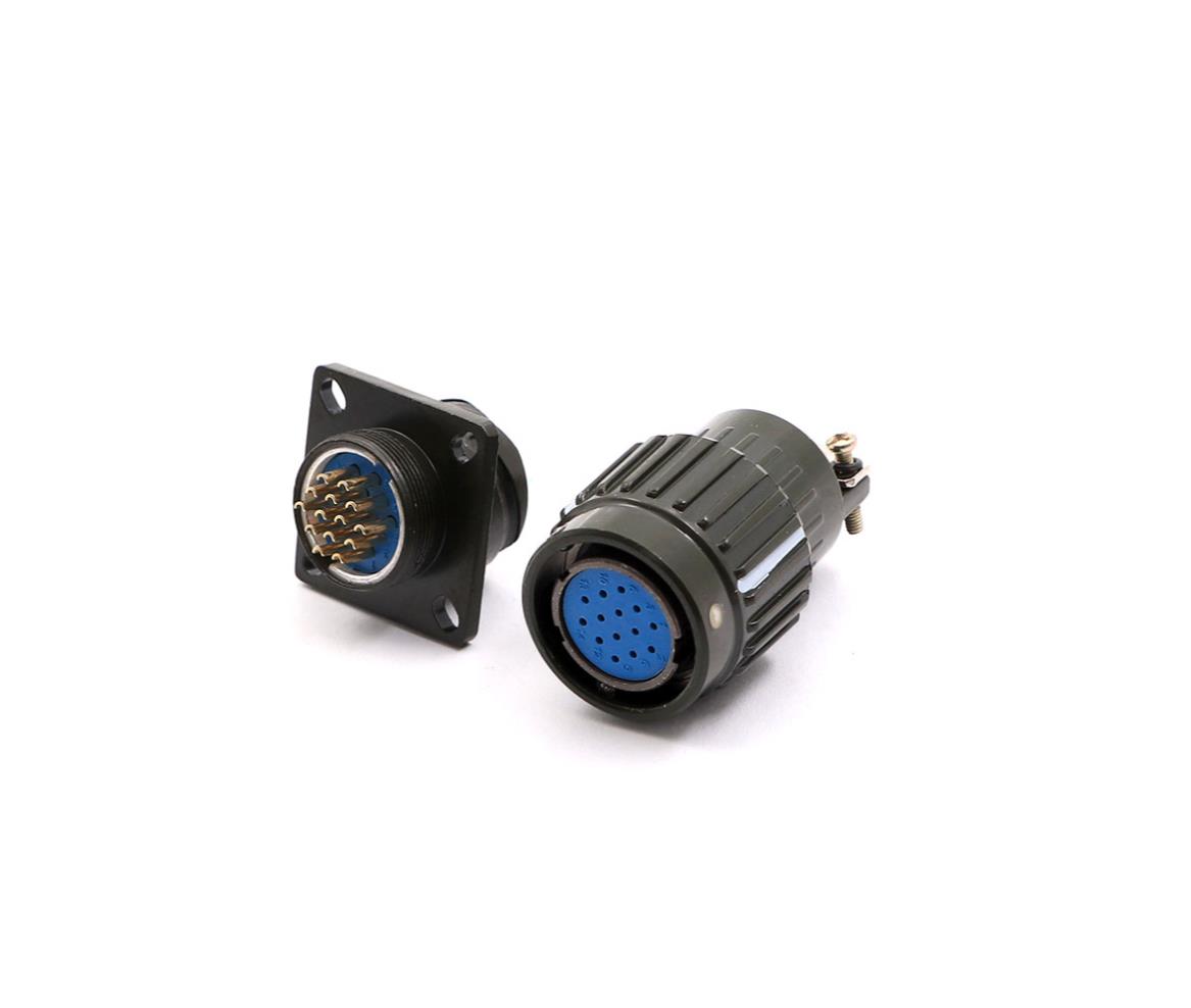 Circular Plug Aviation Connector 14-Pin Male to Female Army Green