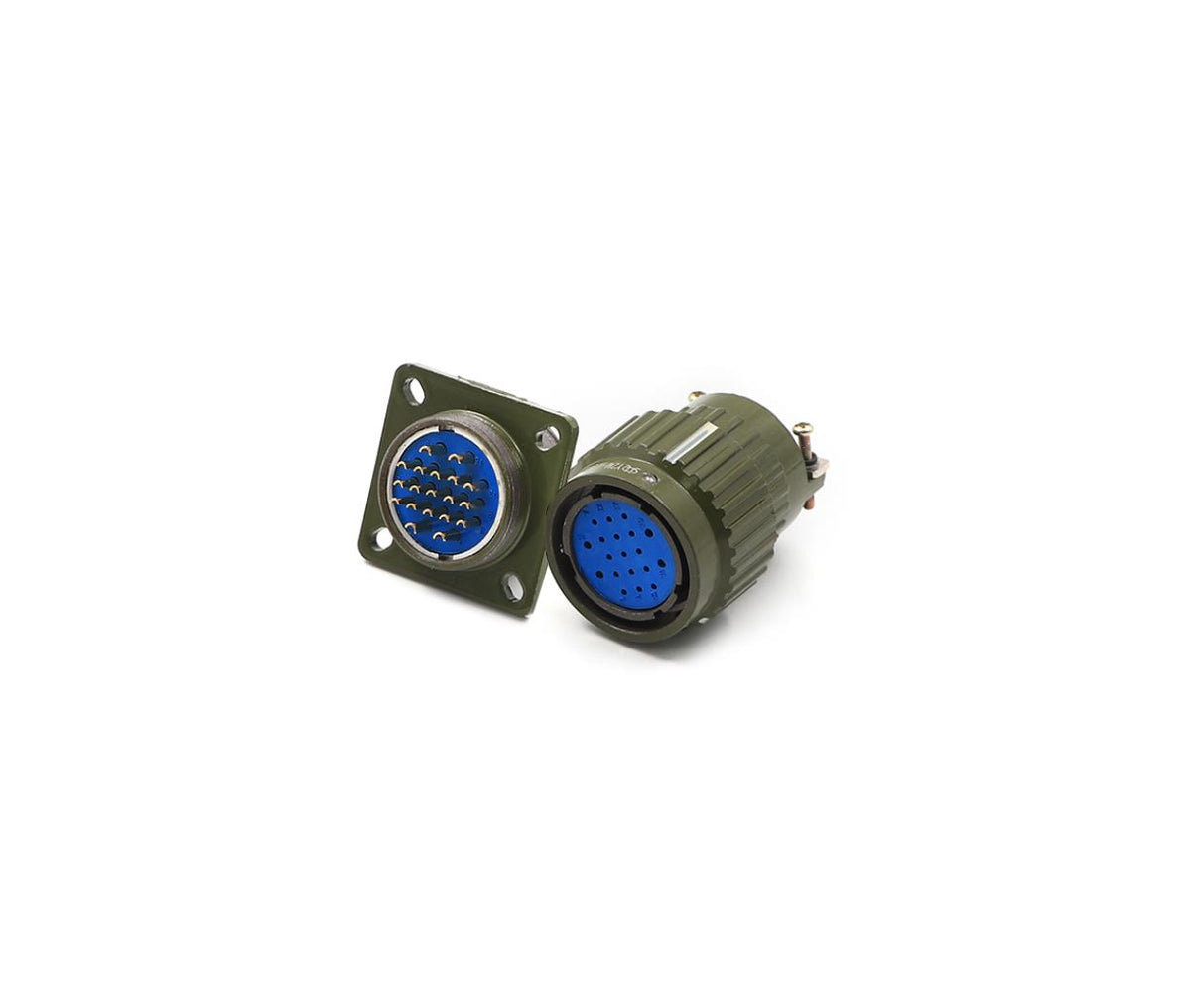 Circular Plug Aviation Connector 19-Pin Male to Female Army Green