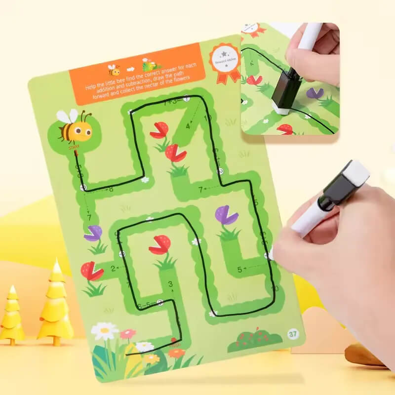 25 Reusable Maze Cards for Kids – Write & Wipe Fun