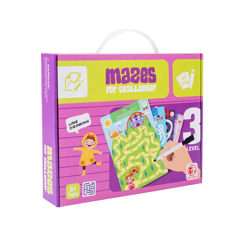 25 Reusable Maze Cards for Kids – Write & Wipe Fun