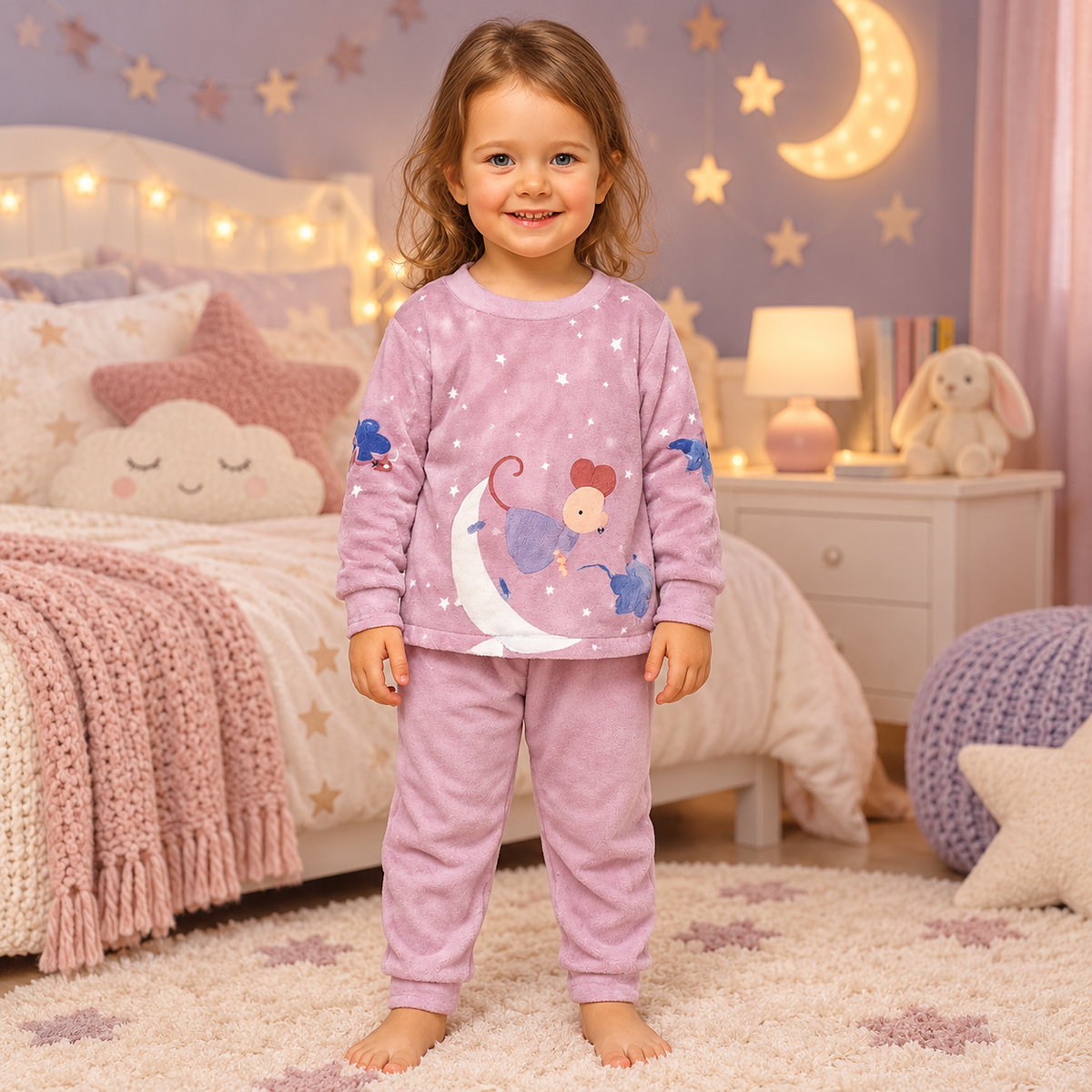 Warm Winter Pyjama Cartoon Mouse Design 1-5Y