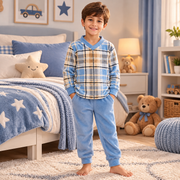 Kids’ Warm Winter Light Blue Pajama Set | 1–16Y