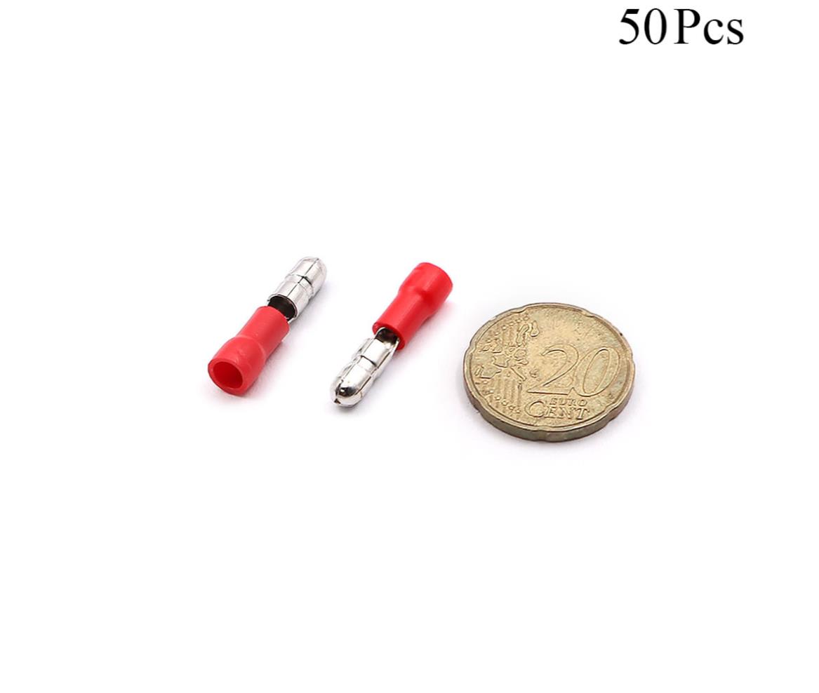 Cable Lugs Insulated - MPD1.25-156 - Bullet - 0.5~1.5mm - Red - 50 Pcs