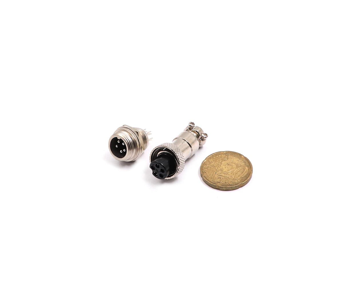 Circular Plug Joint Connector 5-Pin Male to Female 12mm